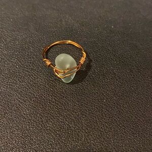 Wire-wrapped sea glass ring